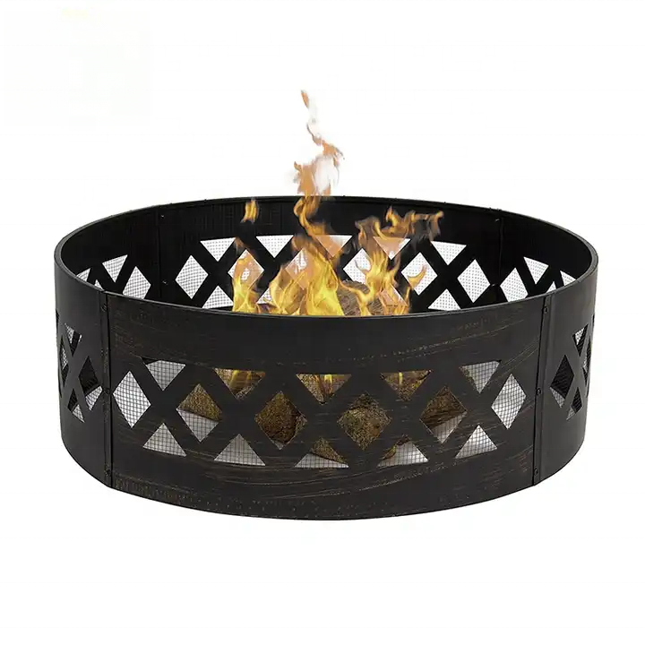 Wholesale Garden Patio Backyard Outdoor Round Metal Cast Iron Wood Burning Bonfire Heavy Duty Cross Weave Campfire Fire Pit Ring