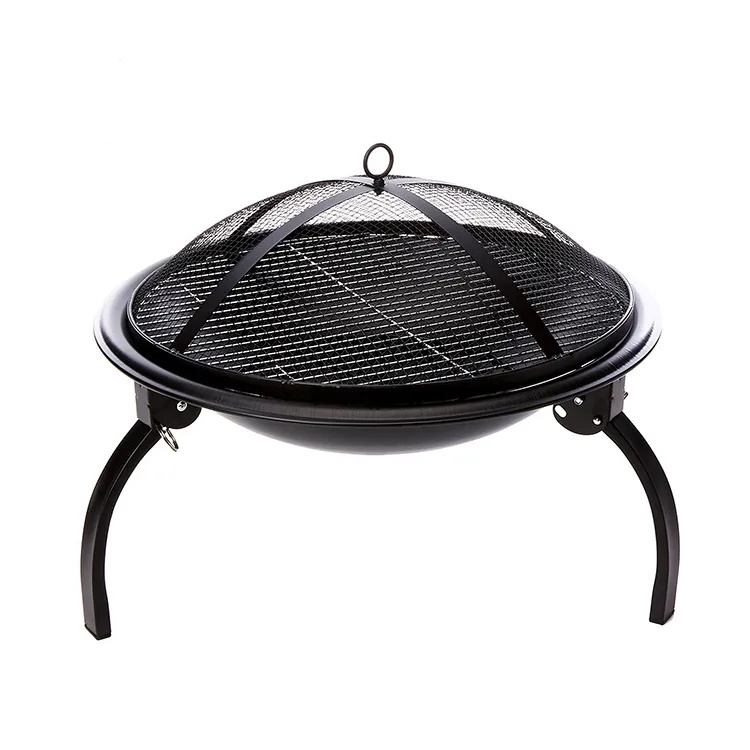 New 3 legs heating wood burning portable with Cooking Grate bbq grill foldable garden fire pit for outdoor