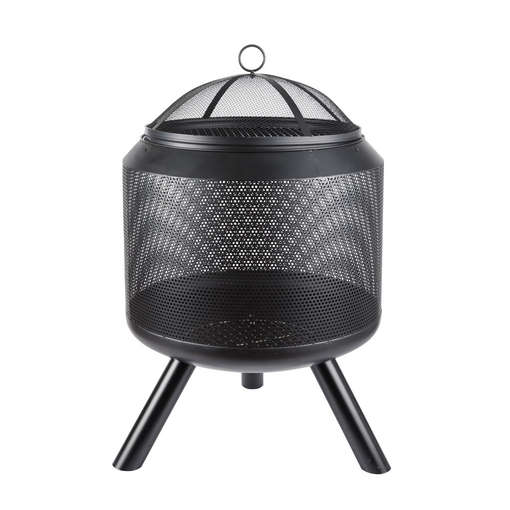 Portable Cast Iron Portable Mini Metal Wood Burning Camping Fire Pit Fireplace Charcoal Grill Outdoor Fire Pit