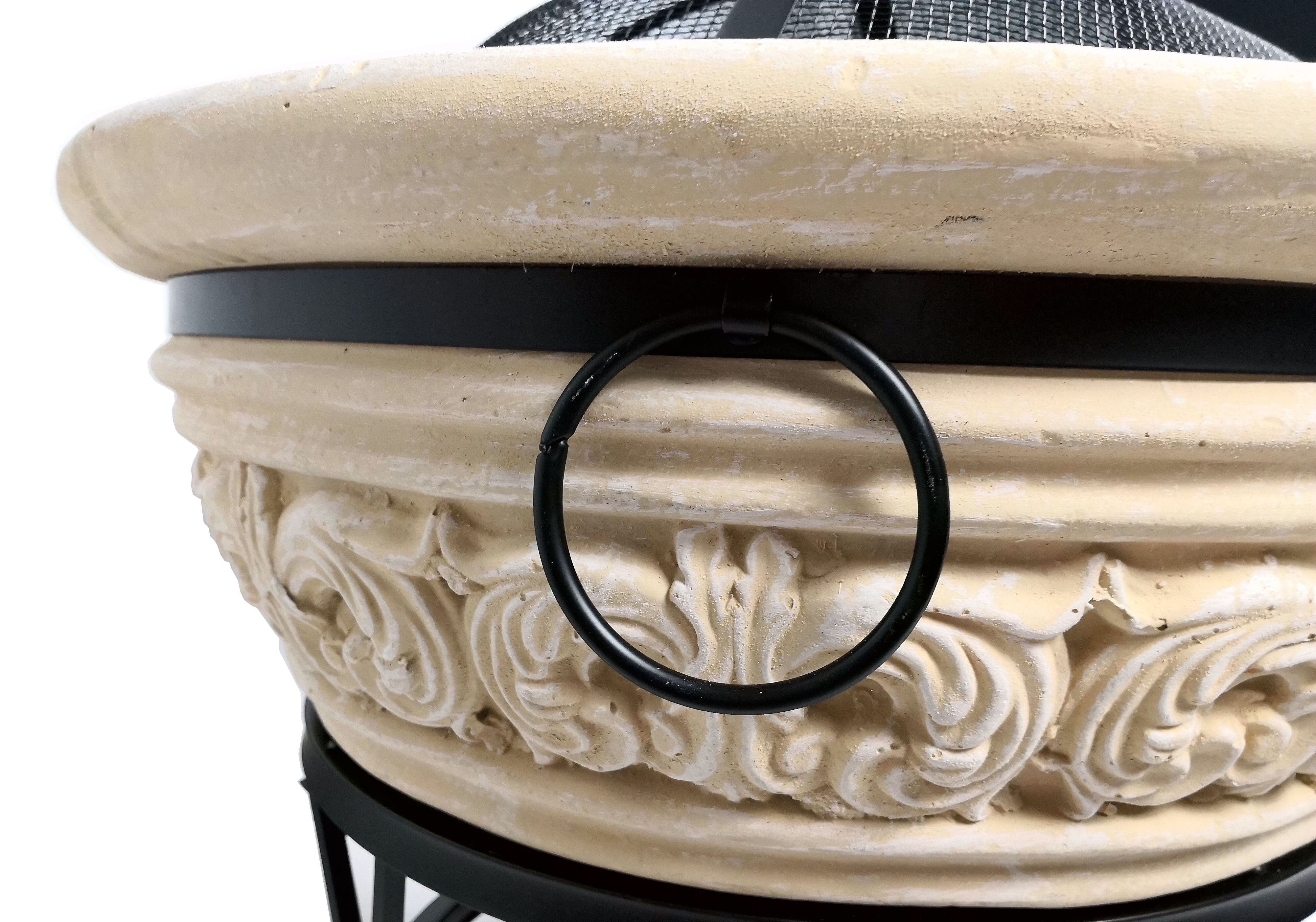 High Quality Outdoor Garden Magnesia Angel Wings Wood Burning Bonfire Brazier Patio Carved Scroll Patio Fire Pit Wooden Stove