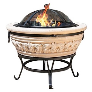 High Quality Outdoor Garden Magnesia Angel Wings Wood Burning Bonfire Brazier Patio Carved Scroll Patio Fire Pit Wooden Stove