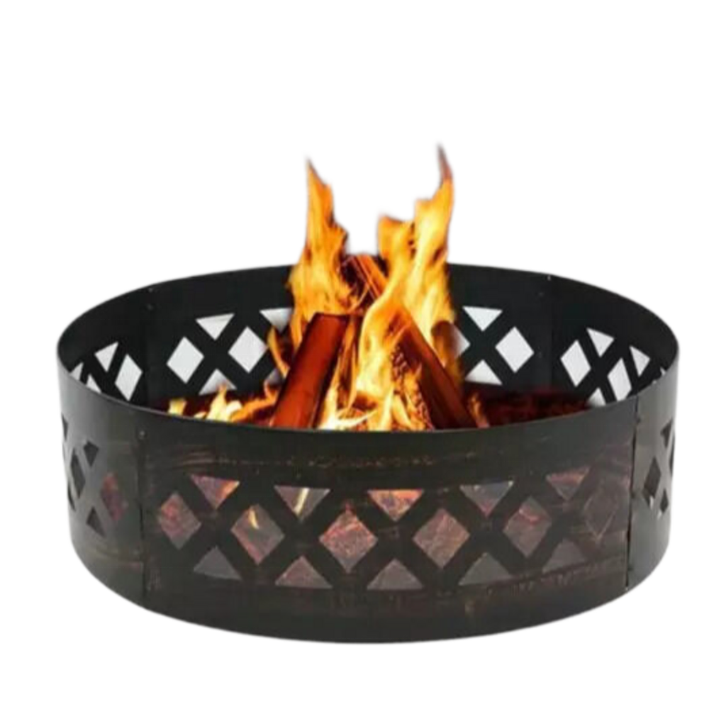 Wholesale Backyard Garden Circle Heavy Duty Cross Weave Wood Burning Bonfire Round Campfire Metal Fire Pit Ring