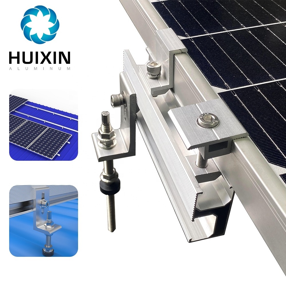 Roof Solar Panel Mount Bracket Aluminium Solar Mounting Rail and End Clamps Mid Clamps