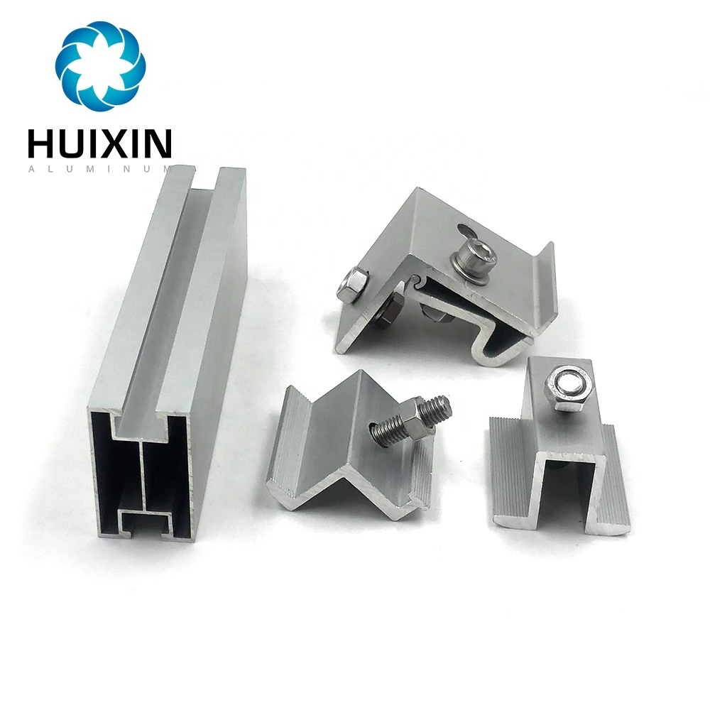 Roof Solar Panel Mount Bracket Aluminium Solar Mounting Rail and End Clamps Mid Clamps