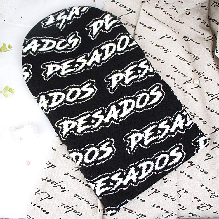 designer custom ski mask outdoor black face jacquard logo fabric one hole knitted balaclava custom ski mask