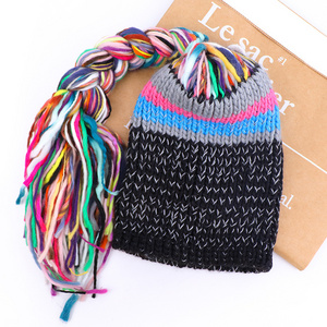 rainbow jacquard beanie colorful acrylic wholesale winter christmas beanie hat multicolor beanie