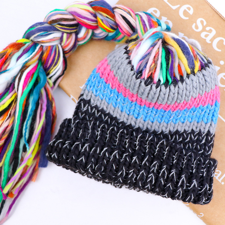 rainbow jacquard beanie colorful acrylic wholesale winter christmas beanie hat multicolor beanie