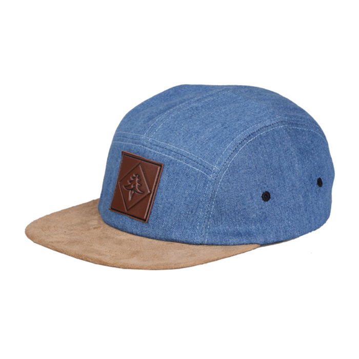 wholesale flip up brim denim no logo hemp design your own 5 panel hat cap