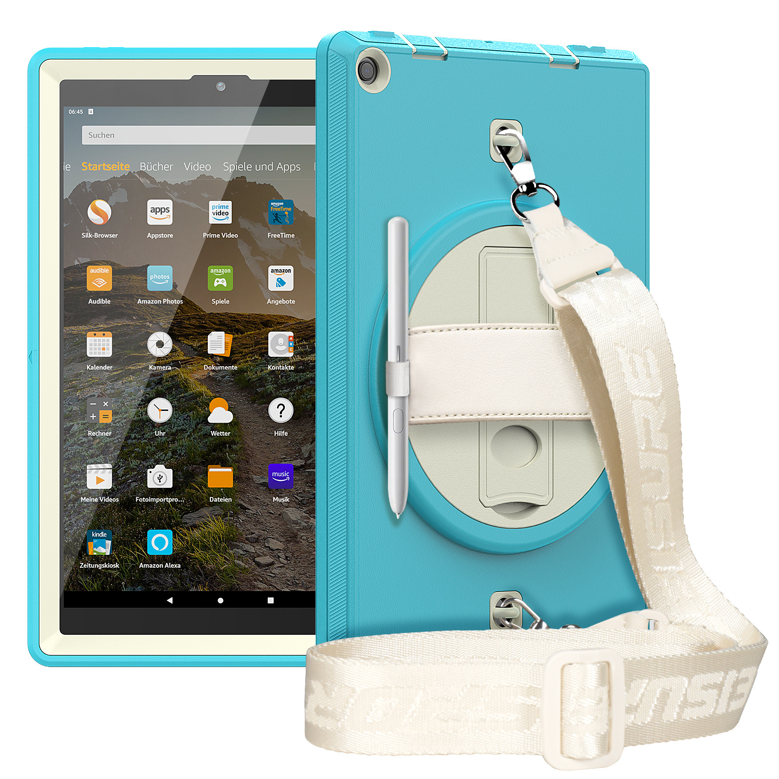 Heavy duty Rugged TPU Tablet Case For Amazon Kindle Fire HD 10 10.1Inch 2019 Shockproof Cover With Leather Hand Strap