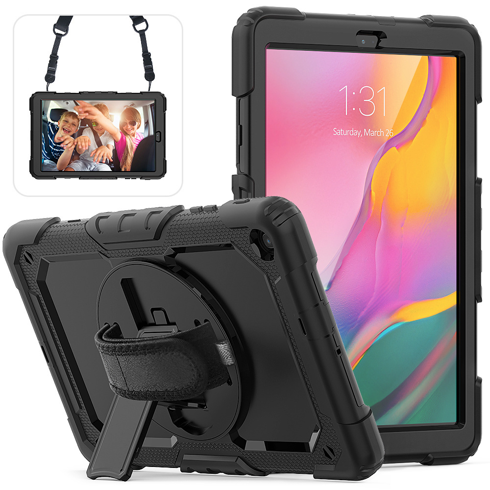 360 Rotation Hand Strap&Kickstand Silicone Tablet Case for Samsung Galaxy Tab A 10.1 Case 2019 T510 T515 Protective Cover