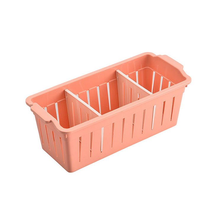 Kitchen Accessories Bedroom Cosmetics Organizer Mini Size Rectangular Shape 3-Compartment Plastic Storage Basket with Dividers