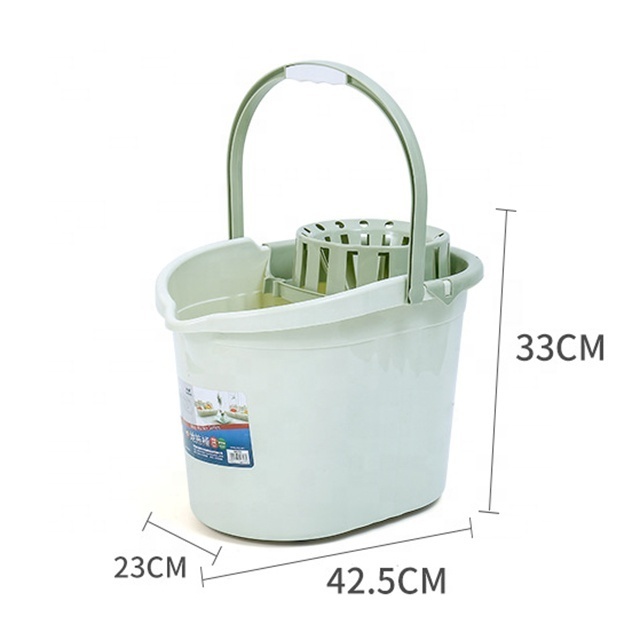 Durable Oval Shape Solid Plastic Mop Wringer Bucket with Wheels