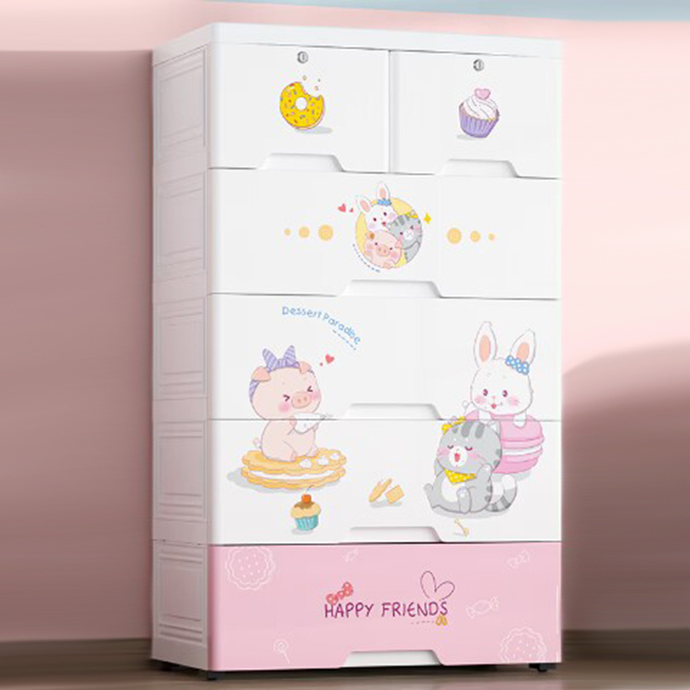 Plastic Storage Drawer Cabinet Organizer for Children Baby Cartoon  PP Storage Wardrobe For Home Bedroom  5 Layer Storage