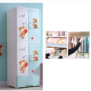 3 Layer double door children's home locker hanging closet wardrobe