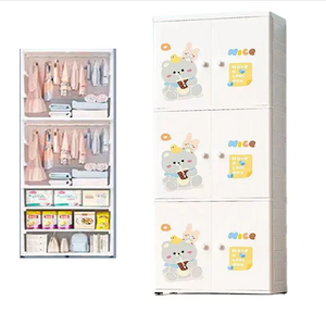 75CM baby kids wardrobe closet 3 doors open plastic clothes wardrobe cheap