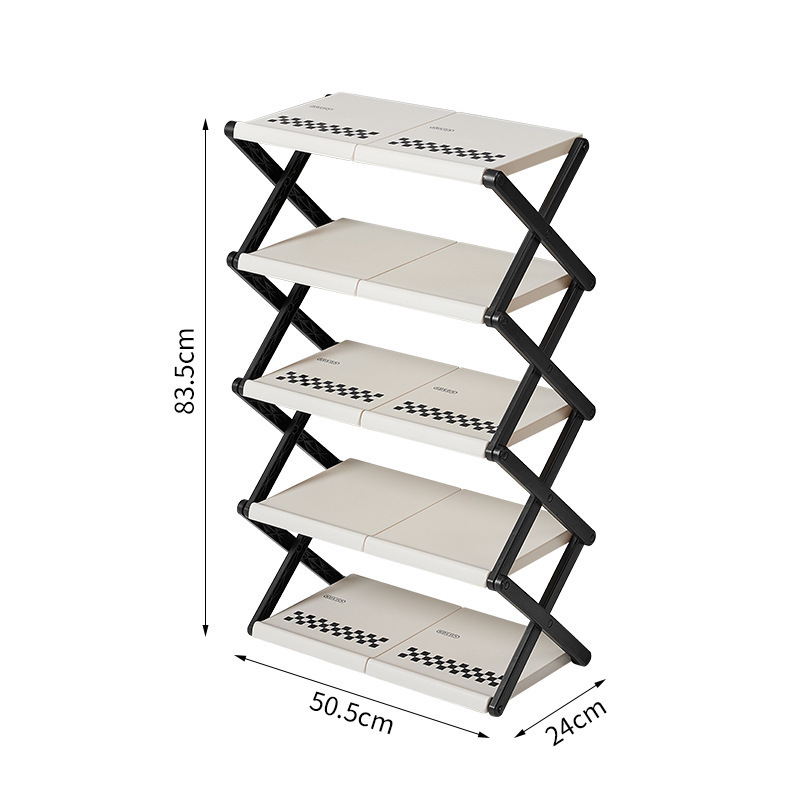 Modern Home Storage & Organization Space Saving 5 Tiers Foldable Shoe Storage Shelf 50cm Collapsible Shoe Rack for Entryway