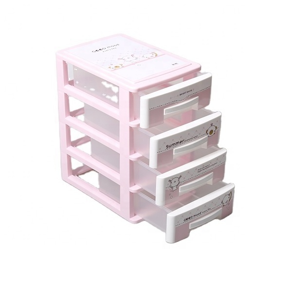 Office Desk Top Accessories Sorter Girls Dorm Room Cosmetics and Jewelry Storage Organizer 4 Tier Portable Mini Chest of Drawers