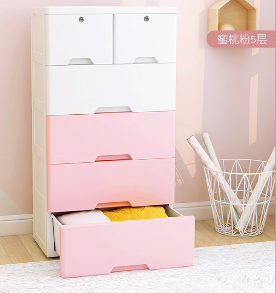 5 Layer simple style plastic storage organizer plastic kids' closet storage drawers