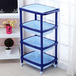 Kitchen Organization Storage Holders & Racks 4-Tier Shelving Unit Plastic Storage Shelves with Wheels