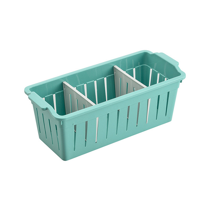 Kitchen Accessories Bedroom Cosmetics Organizer Mini Size Rectangular Shape 3-Compartment Plastic Storage Basket with Dividers