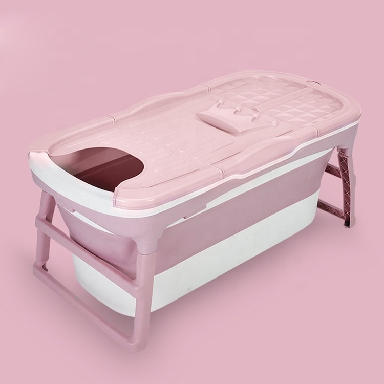 125 cm Temperature Sensing Adults and Kids Portable Spa Bathtub Bathroom Anti-skid Folding Bath Tubs with Lid