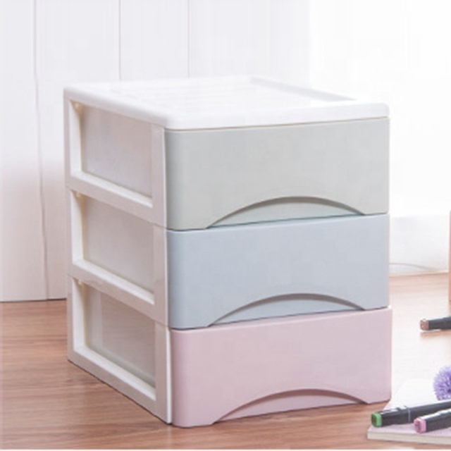 Macaron Colors Office A4 File and Stationery Storage 3-Tier Drawer Tower Make Up Organizer Plastic Mini Chest of 3 Drawers