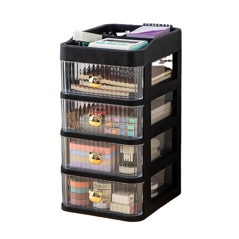 4 Layers mini  Desk  Plastic tools Storage Box plastic storage drawer cosmetic Stationery organizer table top drawers