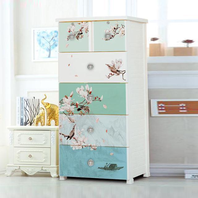 5 layers two locks plastic storage cabinet clothes wardrobe foldable drawer for bathroom BestSuppliers