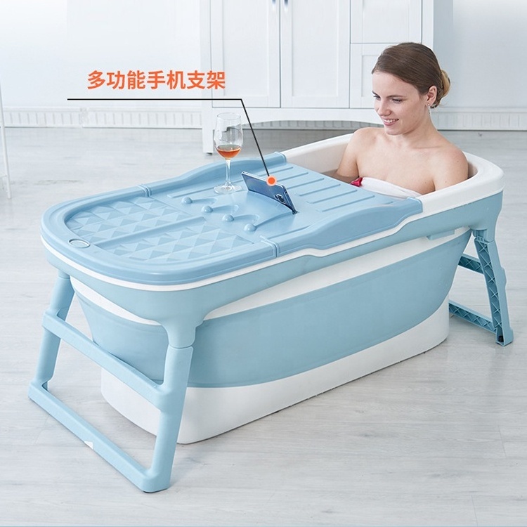 125 cm Temperature Sensing Adults and Kids Portable Spa Bathtub Bathroom Anti-skid Folding Bath Tubs with Lid