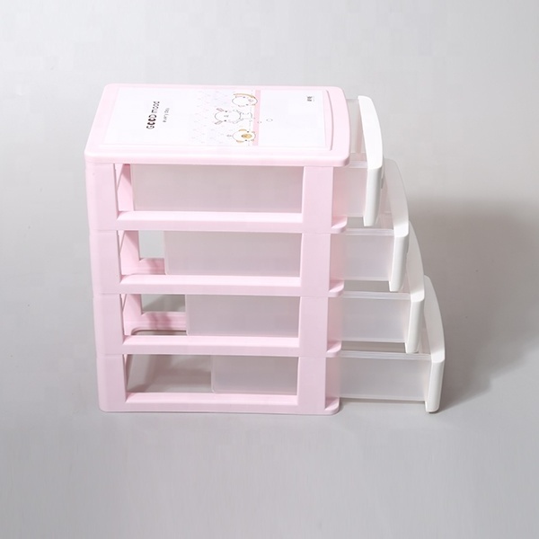 Office Desk Top Accessories Sorter Girls Dorm Room Cosmetics and Jewelry Storage Organizer 4 Tier Portable Mini Chest of Drawers