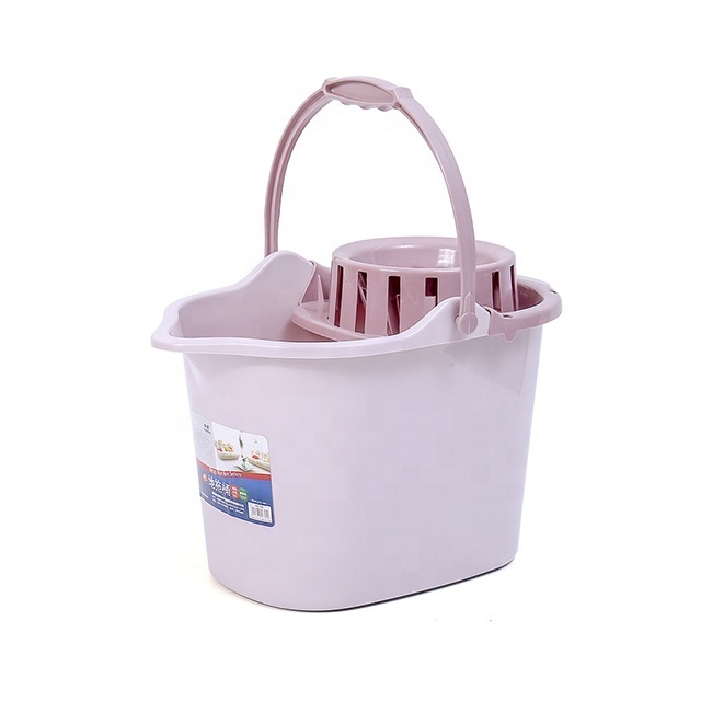 Durable Oval Shape Solid Plastic Mop Wringer Bucket with Wheels