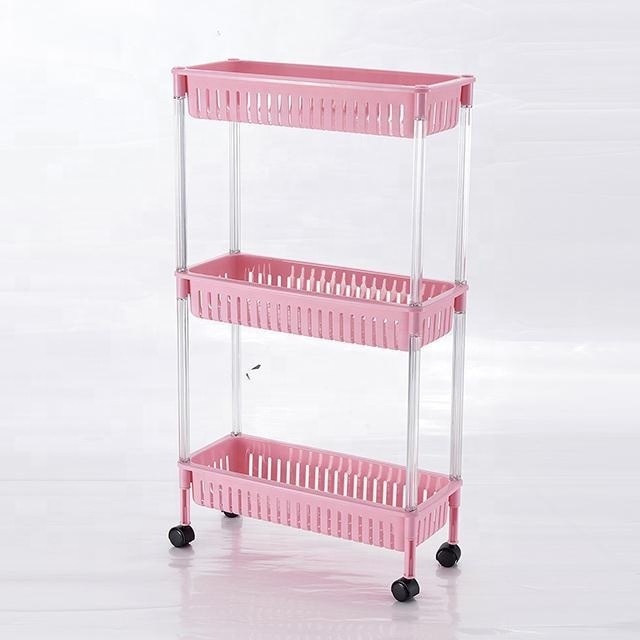 Household Organizer Kitchen Storage Rack Bathroom 3 Layer Storage Shelves with Wheels