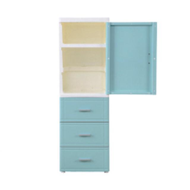 4 Layer tall thin one door open plastic sundries storage drawer organizer cabinet shelf