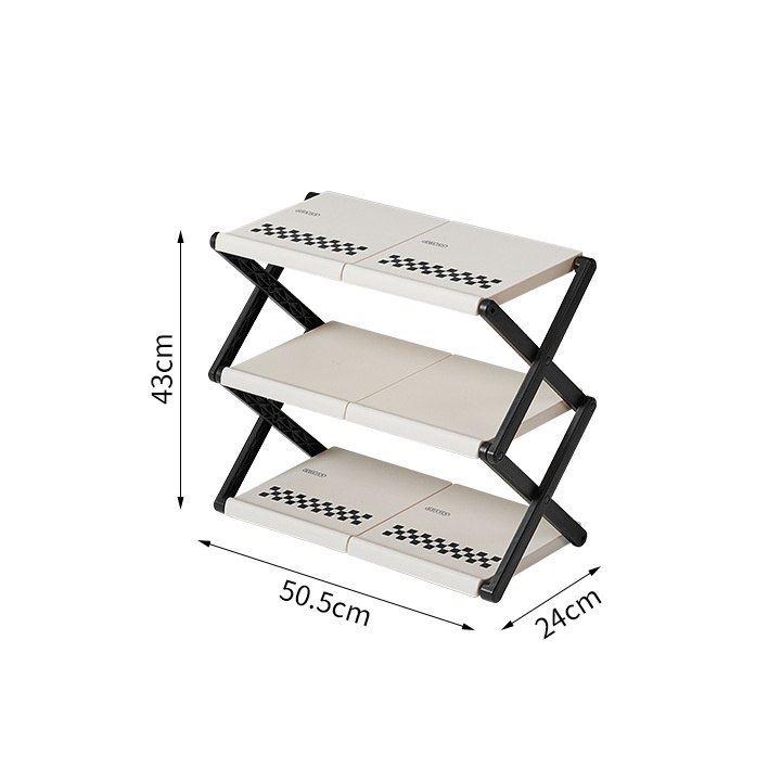 Ins Style 3 Tiers Folding Shoe Rack Space Saving 50cm Collapsible Shoe Storage Shelves for Entryway Hallway