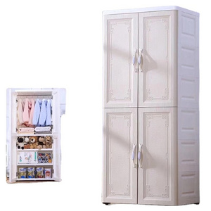 6 Layer two door open chinese antique plastic type furniture bedroom wardrobe