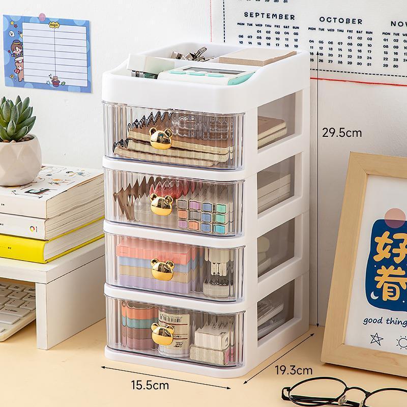 4 Layers mini  Desk  Plastic tools Storage Box plastic storage drawer cosmetic Stationery organizer table top drawers