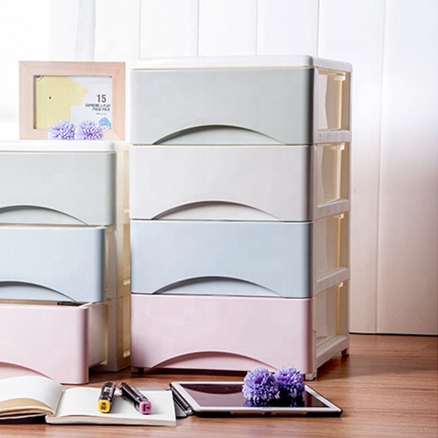 Macaron Colors Office A4 File and Stationery Storage 3-Tier Drawer Tower Make Up Organizer Plastic Mini Chest of 3 Drawers