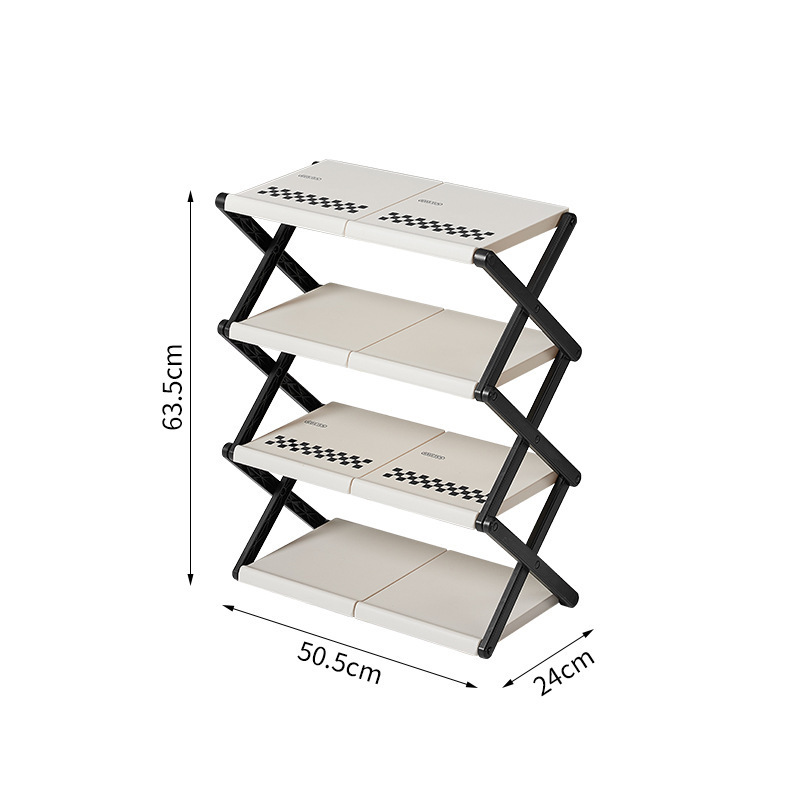 Ins Style 3 Tiers Folding Shoe Rack Space Saving 50cm Collapsible Shoe Storage Shelves for Entryway Hallway