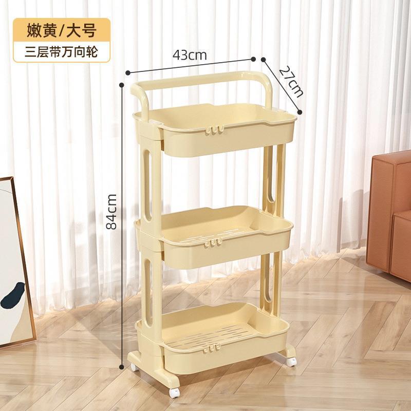 Multifunction Household removable home  3 layers kitchen plastic folding vegetable Sundries Storage Trolley with wheels