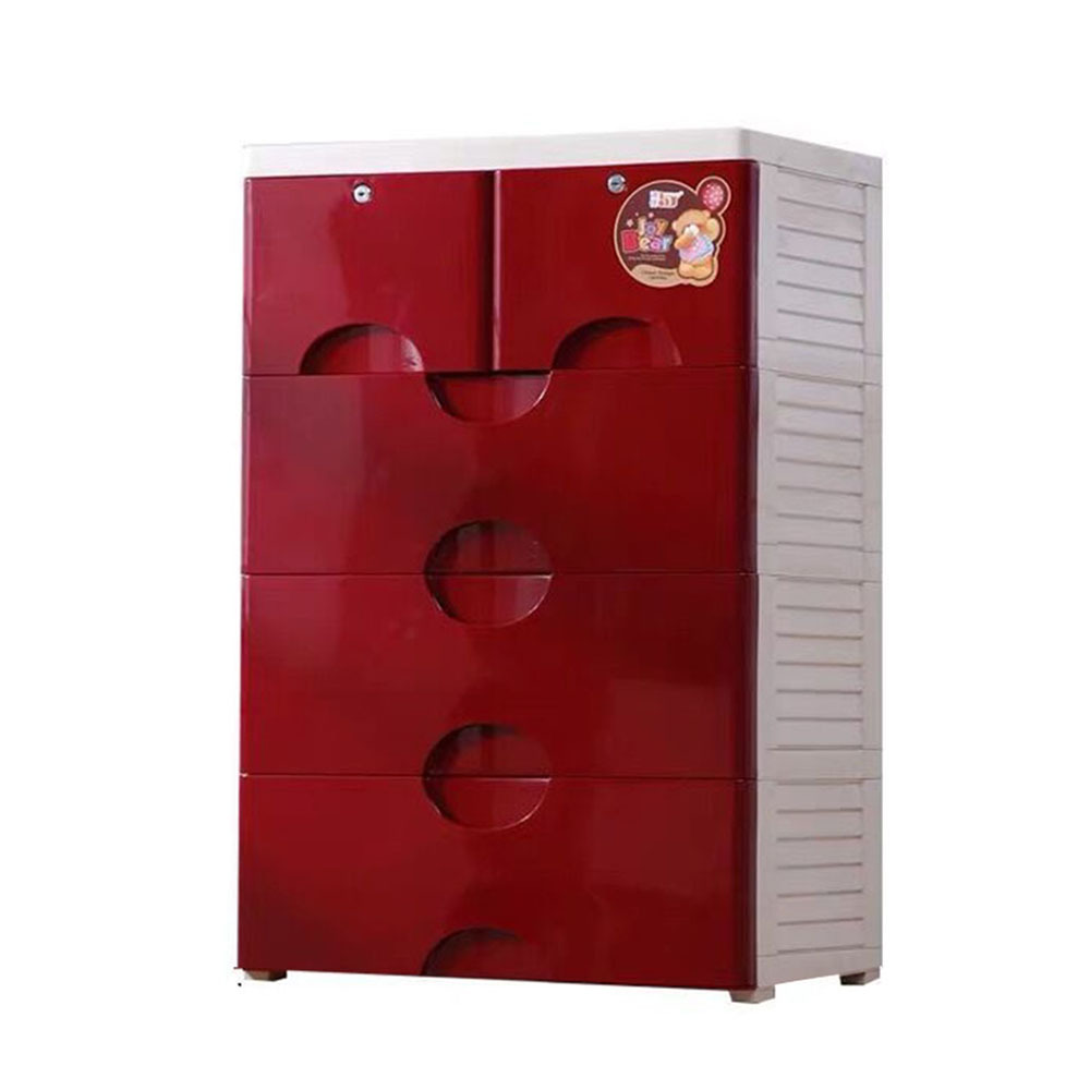 Hot sale clothes storage cabinet children's simple and thick drawer baby bedroom wardrobe with locks 4 layer storage drawers