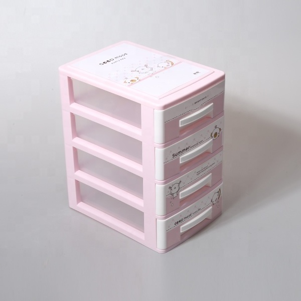 Office Desk Top Accessories Sorter Girls Dorm Room Cosmetics and Jewelry Storage Organizer 4 Tier Portable Mini Chest of Drawers