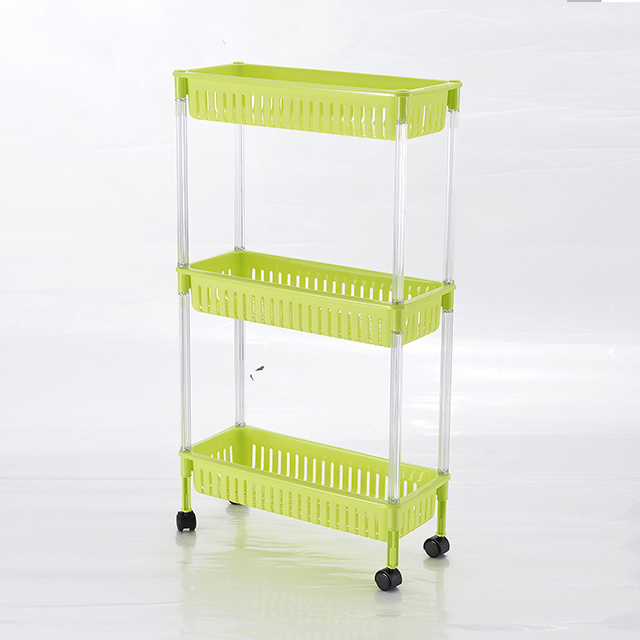 Household Organizer Kitchen Storage Rack Bathroom 3 Layer Storage Shelves with Wheels