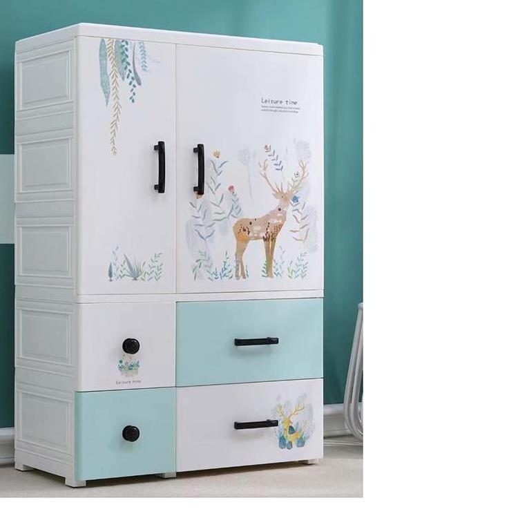 Hanging Clothes Storage Cabinet Bedroom Furniture Wardrobe Home Furniture Household Bedroom Modern Plastic 5 Layer Nordic Style