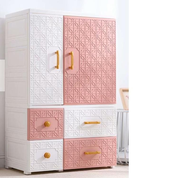 baby bedroom 3 layers Two door open plastic clothes hanging  folding storage organizer cabinet drawer