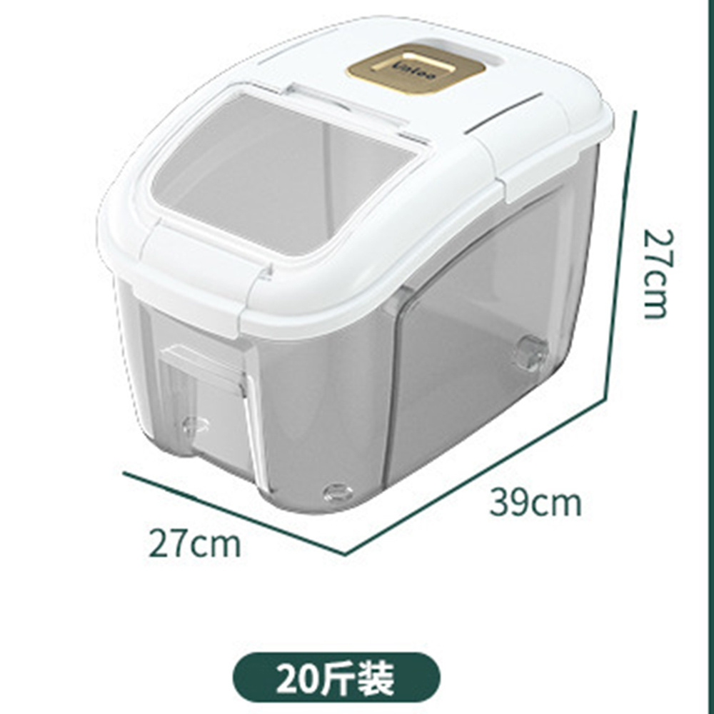 20KGS household rice bucket transparent insect proof moisture-proof sealed rice storage box rice flour cat dog food plastic box