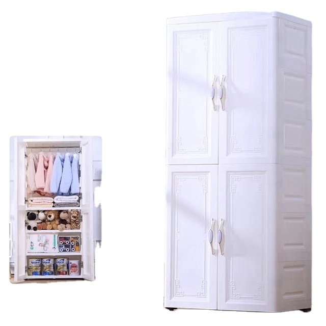 6 Layer two door open chinese antique plastic type furniture bedroom wardrobe