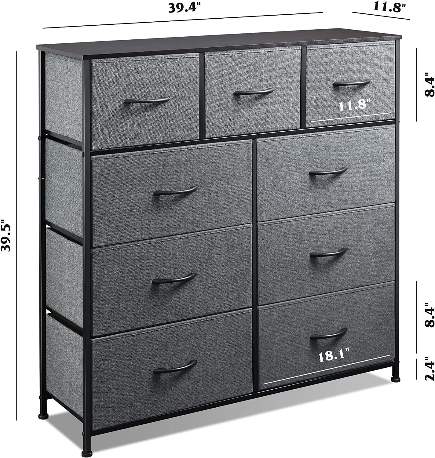 Multi-functional 9-Drawer Dresser Fabric Storage Tower Tall Chest Organizer Unit