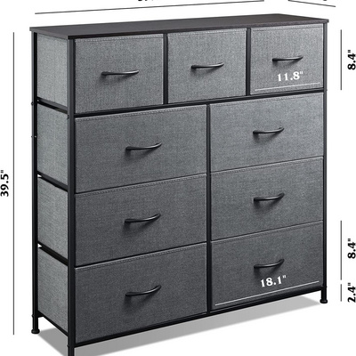 Multi-functional 9-Drawer Dresser Fabric Storage Tower Tall Chest Organizer Unit