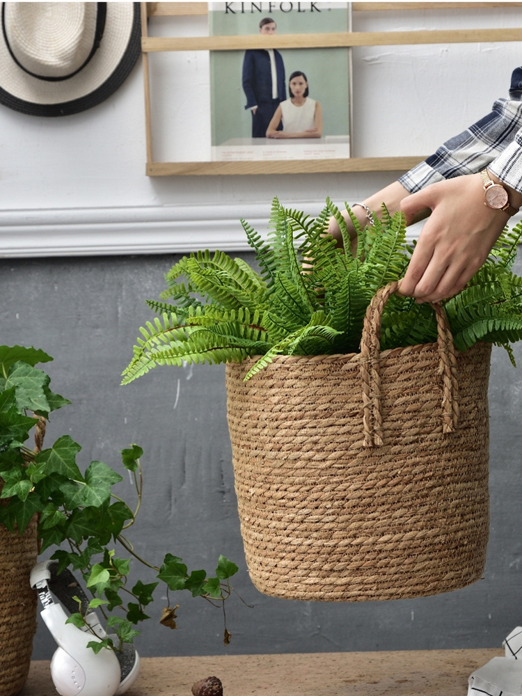 2019 New Popular Modern Seagrass Wicker Flower Pot Plant Decorative Storage Basket