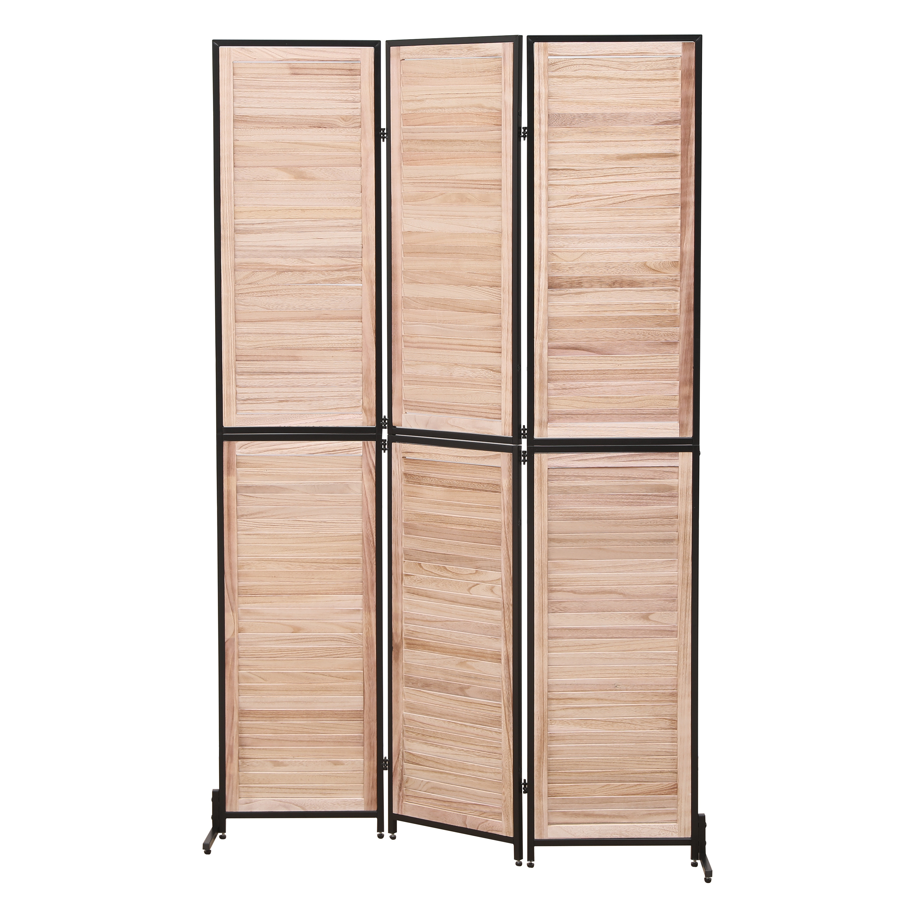 Wooden Room Divider, 3 Panel Folding Privacy Screen, Partition with metal bracket,   for Office Bedroom Livingroom